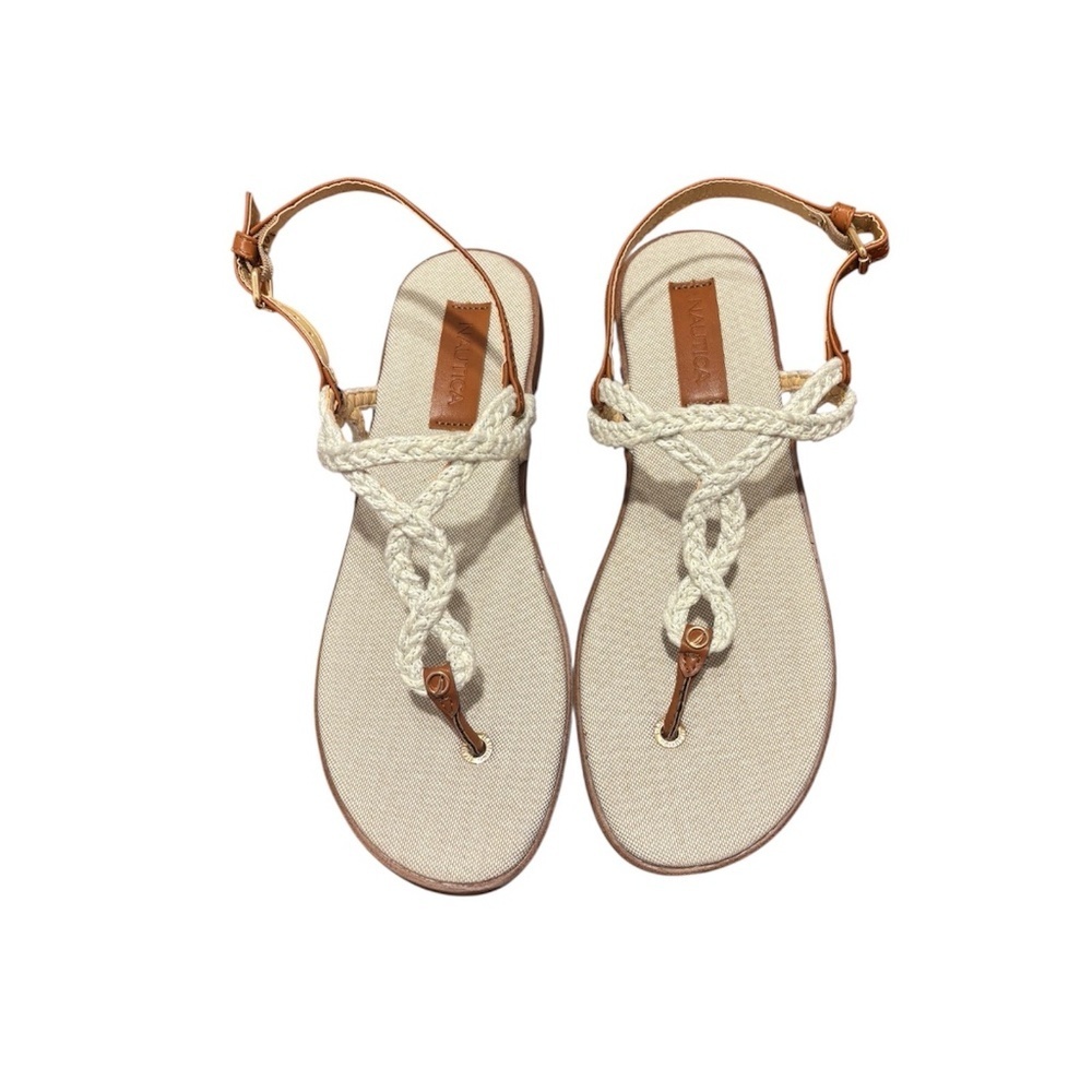 Nautica Women's Braided Rope Sandals Cream
